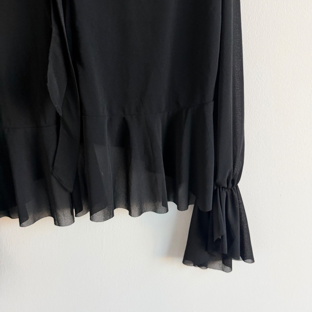 Zara‎ Sheer Black Flowy Fit Ruffled Hem Size Medium - Picture 12 of 12